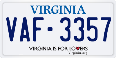 VA license plate VAF3357