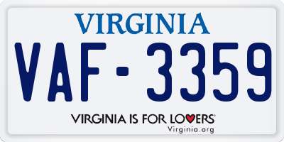 VA license plate VAF3359
