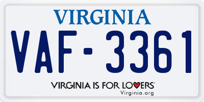 VA license plate VAF3361