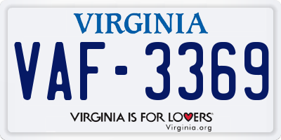VA license plate VAF3369