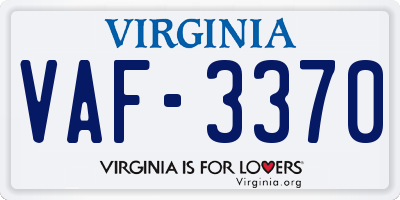 VA license plate VAF3370