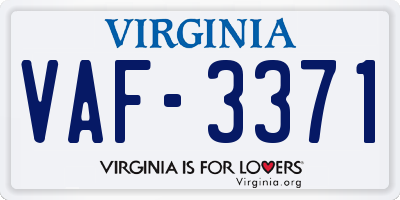 VA license plate VAF3371