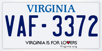 VA license plate VAF3372