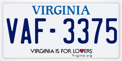 VA license plate VAF3375