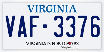 VA license plate VAF3376