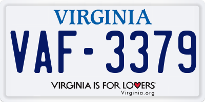 VA license plate VAF3379