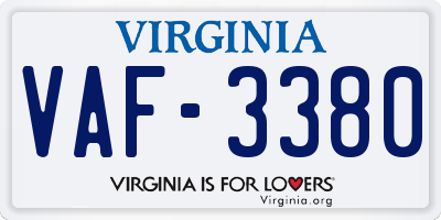 VA license plate VAF3380