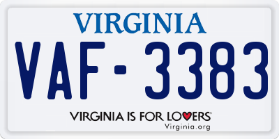 VA license plate VAF3383