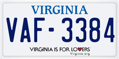 VA license plate VAF3384