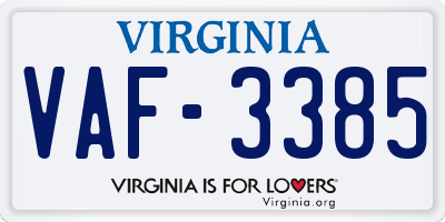 VA license plate VAF3385
