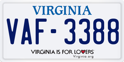 VA license plate VAF3388