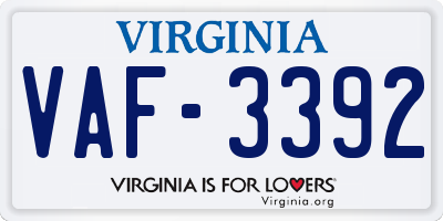 VA license plate VAF3392