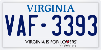 VA license plate VAF3393