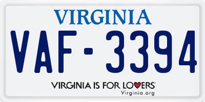 VA license plate VAF3394