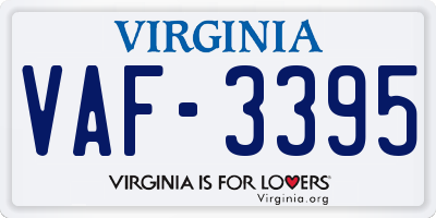 VA license plate VAF3395