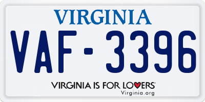 VA license plate VAF3396