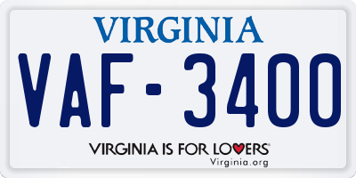 VA license plate VAF3400