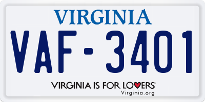 VA license plate VAF3401