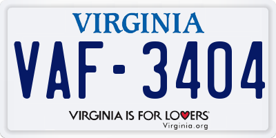 VA license plate VAF3404
