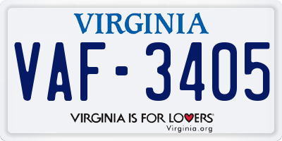 VA license plate VAF3405