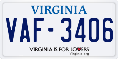 VA license plate VAF3406