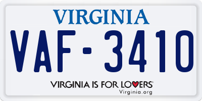 VA license plate VAF3410