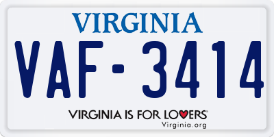 VA license plate VAF3414