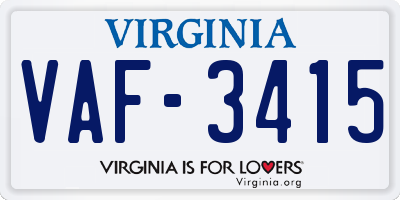 VA license plate VAF3415