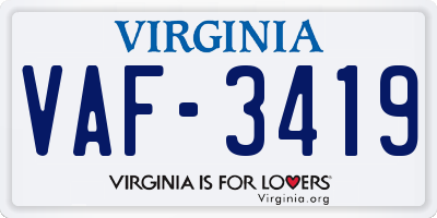 VA license plate VAF3419