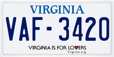 VA license plate VAF3420