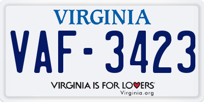 VA license plate VAF3423