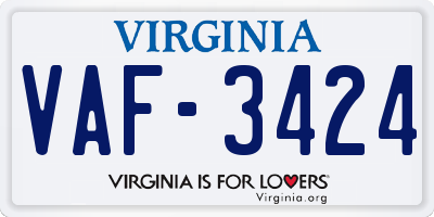 VA license plate VAF3424