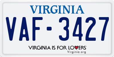 VA license plate VAF3427