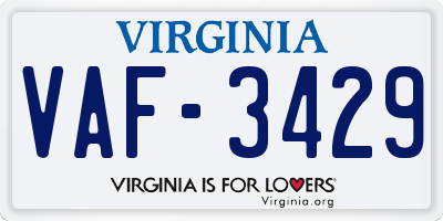 VA license plate VAF3429