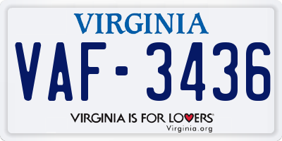 VA license plate VAF3436