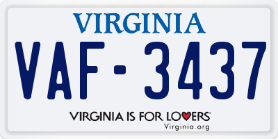 VA license plate VAF3437