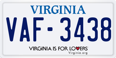 VA license plate VAF3438