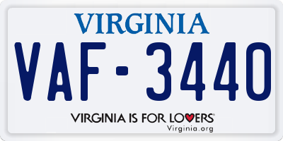 VA license plate VAF3440