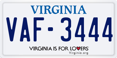 VA license plate VAF3444