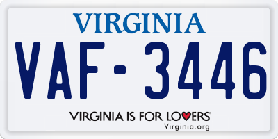 VA license plate VAF3446