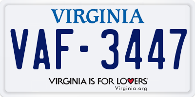 VA license plate VAF3447