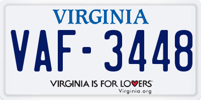 VA license plate VAF3448