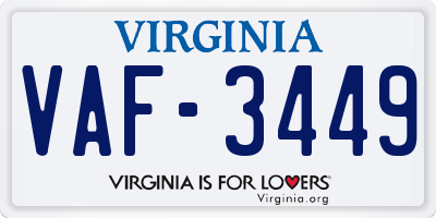 VA license plate VAF3449
