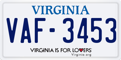 VA license plate VAF3453