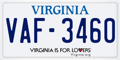 VA license plate VAF3460
