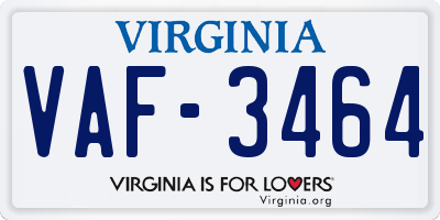 VA license plate VAF3464