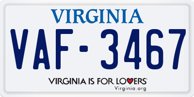 VA license plate VAF3467