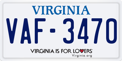 VA license plate VAF3470