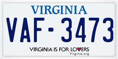 VA license plate VAF3473
