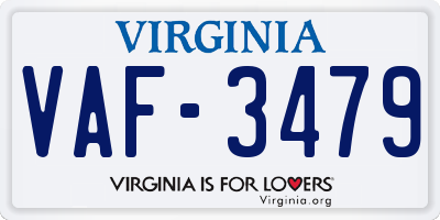 VA license plate VAF3479